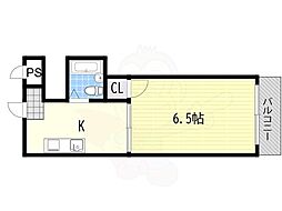 グリーンパレス楠葉 1Kの間取図画像