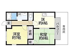 ラ・メール佐野 2DKの間取図画像