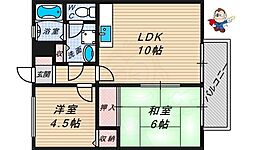 コーポ山本 2LDKの間取図画像