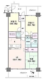 アクアフォレスタルネ稲毛アクア棟 3LDKの間取図画像