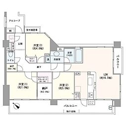 津田沼ローレルコート前原駅前 3LDKの間取図画像