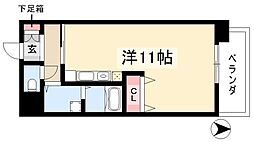 ボヌール千代田 2階ワンルームの間取り