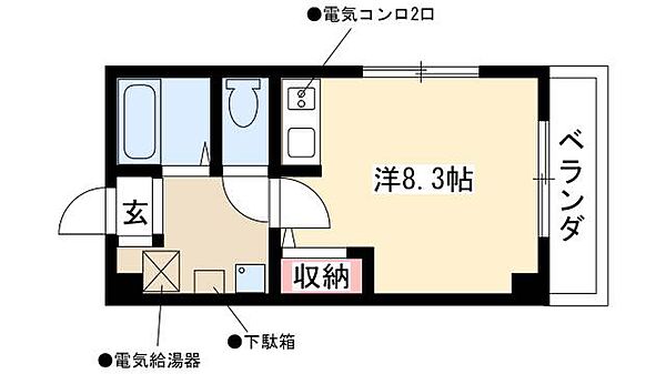 クラージュ474 ｜愛知県名古屋市東区東大曽根町(賃貸マンション1R・2階・23.18㎡)の写真 その2