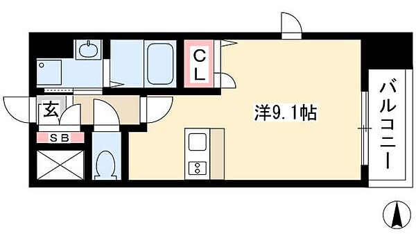 プレサンス金山グリーンパークス ｜愛知県名古屋市中区平和1丁目(賃貸マンション1R・9階・24.84㎡)の写真 その2