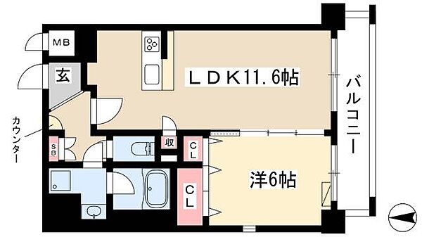 トンシェトア ｜愛知県名古屋市中区千代田3丁目(賃貸マンション1LDK・7階・43.28㎡)の写真 その2