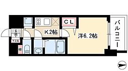 プレサンス金山コネクト 2階1Kの間取り