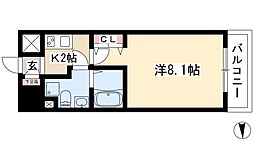 ASレジデンス上前津 1Kの間取図画像