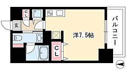 エグゼプレジオ 12階ワンルームの間取り