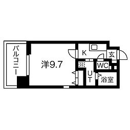 THE BRICKS 1Kの間取図画像