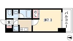 ライブコート泉 15階1Kの間取り