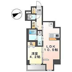 THE　BLOSSOM　新栄 4階1LDKの間取り