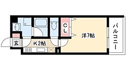 プロシード吹上 10階1Kの間取り