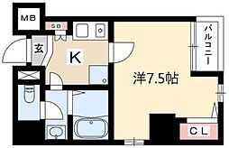 アルテミス平和 10階1Kの間取り