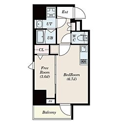 エスリードレジデンス上前津フロント 2階ワンルームの間取り