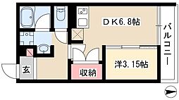 AXIA八熊 5階1DKの間取り