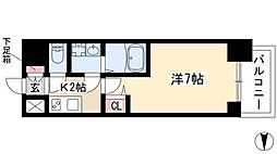 オーキッドレジデンス鶴舞 11階1Kの間取り