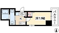 アルテミス平和 5階1Kの間取り