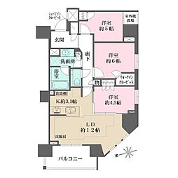 ザ・パークハウス上前津フロント 7階3LDKの間取り