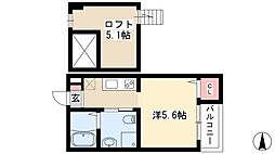 ヒル　ブライトン 1階ワンルームの間取り