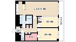 グラン・アベニュー名駅 13階2LDKの間取り