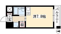 Komodokasa　Miwa 2階ワンルームの間取り