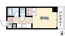 三恵ハイツ 5階1Kの間取り