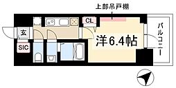 プレサンス上前津ディアシス 4階1Kの間取り