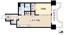 シャンボール日比野 3階1LDKの間取り