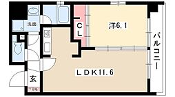 レインボーピア記念橋 5階1LDKの間取り