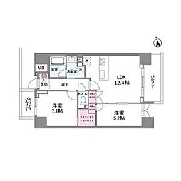 シーズンフラッツ今池NORTH 2LDKの間取図画像