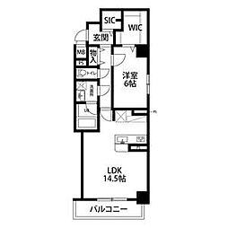 レジデンス京町通 1LDKの間取図画像