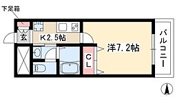 チェルトヴィータ 1Kの間取図画像