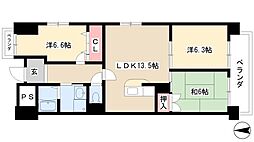 ユーハウス鶴舞2 3LDKの間取図画像