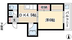 第五七福ビル 1DKの間取図画像