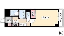 レジデンス上前津スクエア 1Kの間取図画像