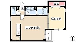 グランレーヴ金山 1LDKの間取図画像