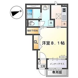 RH 柳川 1Kの間取図画像