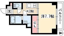 プレディアスタイル白川公園 1Kの間取図画像