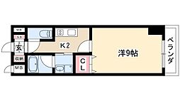 RESIDIA東桜 1Kの間取図画像
