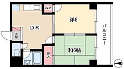 エムズハウス栄 2DKの間取図画像