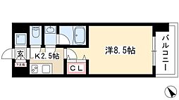 ルクレ新栄レジデンス 1Kの間取図画像