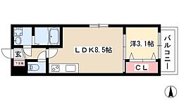 ジュネス十番町 1LDKの間取図画像