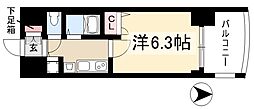 プレサンス大須観音駅前サクシード 1Kの間取図画像