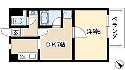 bespoke鶴舞 1DKの間取図画像