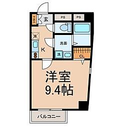 スカイコート葵 1Kの間取図画像