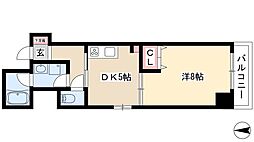メリヴ鶴舞 1DKの間取図画像