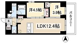 プレサンスレイズ鶴舞公園 2LDKの間取図画像