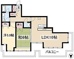 錦パークビル 2LDKの間取図画像