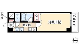 ヒルズ新栄3号館 1Kの間取図画像