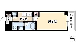 レジディア高岳 1Kの間取図画像